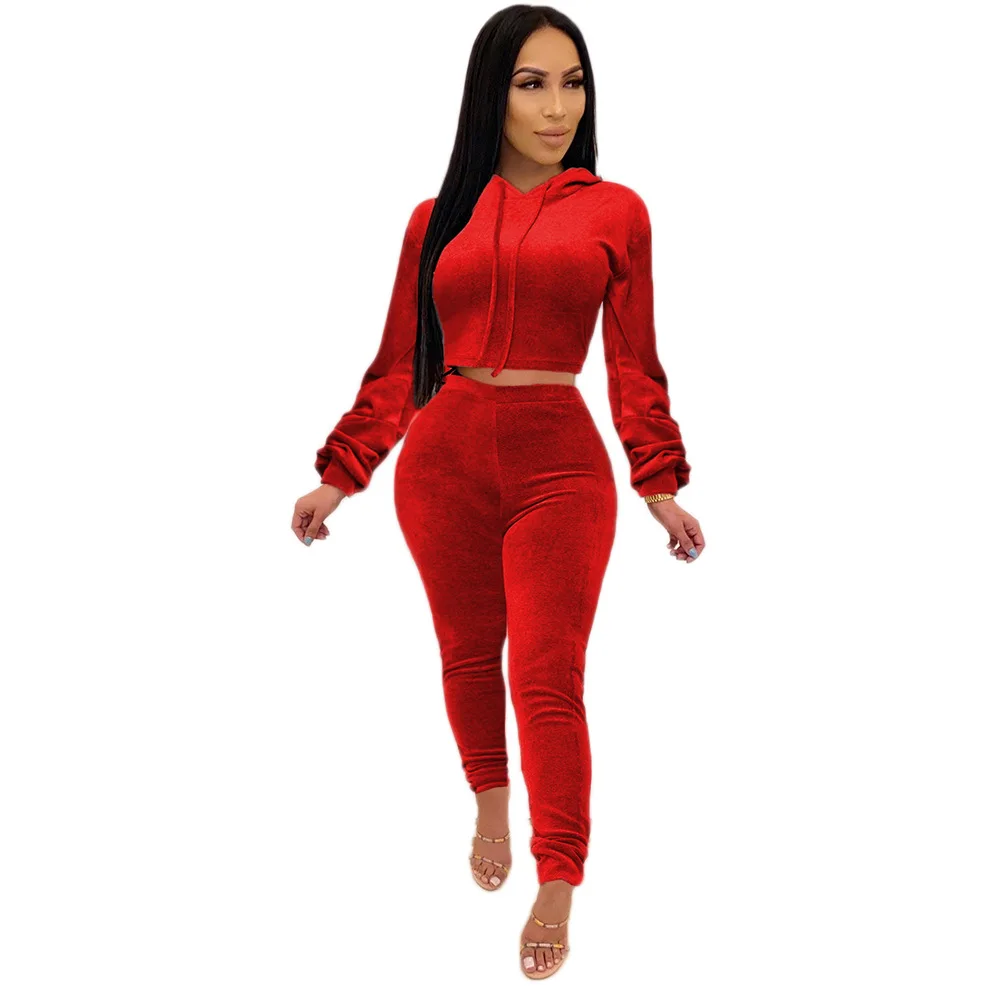 

Fashion casual long sleeve tops and pants clothes sport suit women jumpsuit for ladies