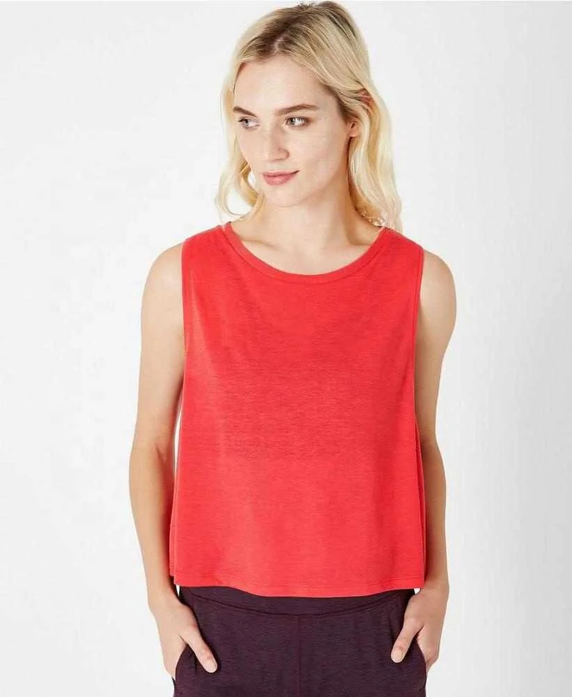 

Solid T-Shirt Printers Clothes Crop T-Shirt Women Loose Round Neck Custom Rock T-Shirts Sleeveless