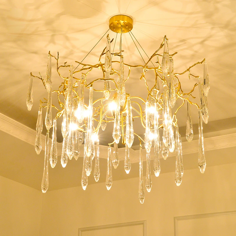 European Modern Luxury Gold Chandelier Lighting Copper Brass Big