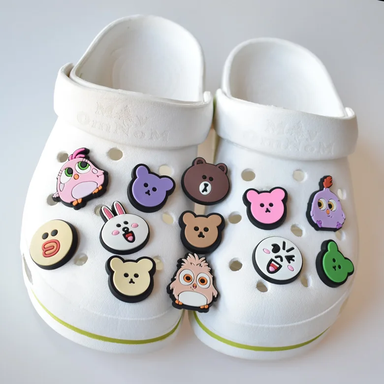 

Croc Charms Designer Clog PVC Shoe Women Kawaii Designer Jibbit Sally Chicken/Cony/Brown Croc Charms Jibbit Designer Charms, Customized