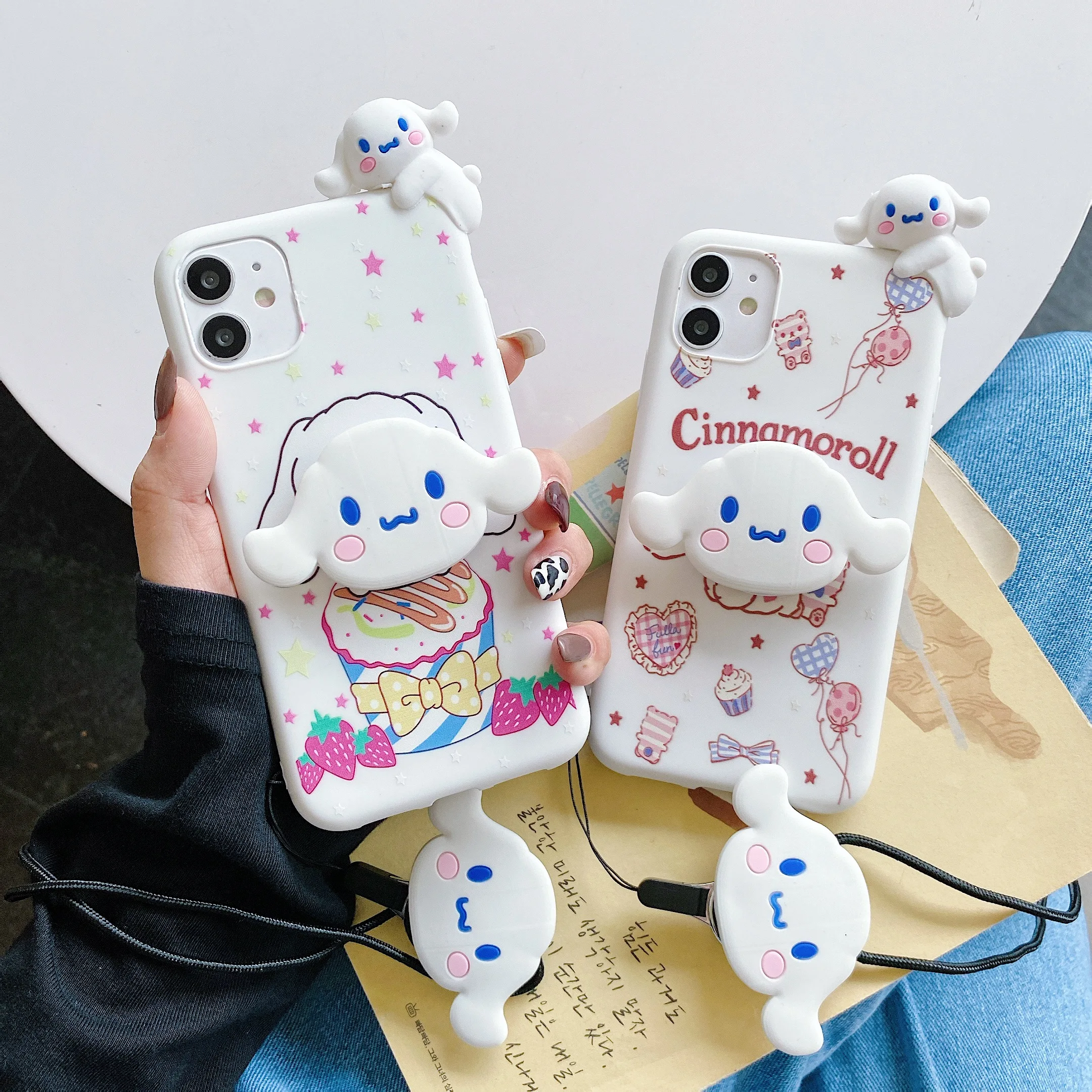 

For iPhone 11 Pro Max 11 Pro Xs X 7 8 Monster Sully Mike 3D Doll Holder Strap Cute Soft Phone Case