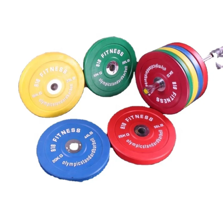 

China Colorful Weightlifting Bumper Plates Rubber Fitness Equipment Barbell Plates For Home Gym Use