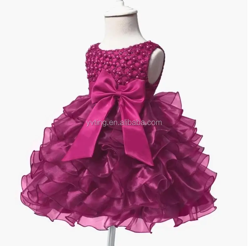 2021 Summer Girl Big Bow Dress Sleeveless Party Wedding Dress Wedding Flower Girl Purple Dress