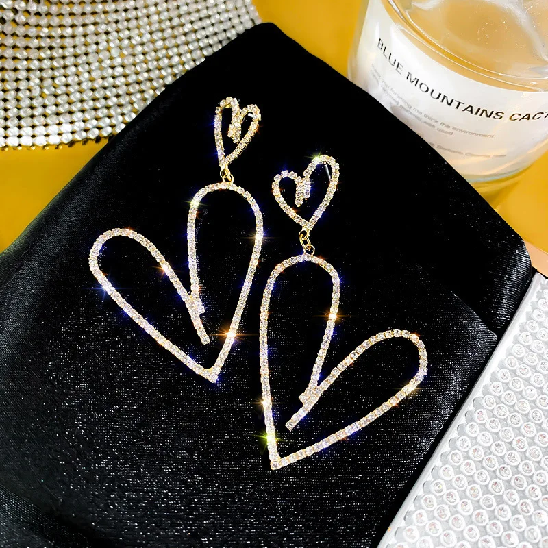 

2020 two crystal heart antique earrings jewelry
