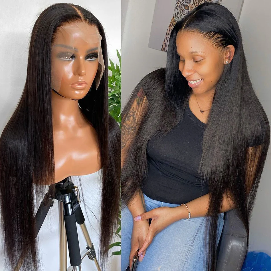 

13x4 Lace Front Human Hair Wigs Pre Plucked Brazilian Straight Remy 28 30 inch 150% Lace Frontal Wig For Black Women