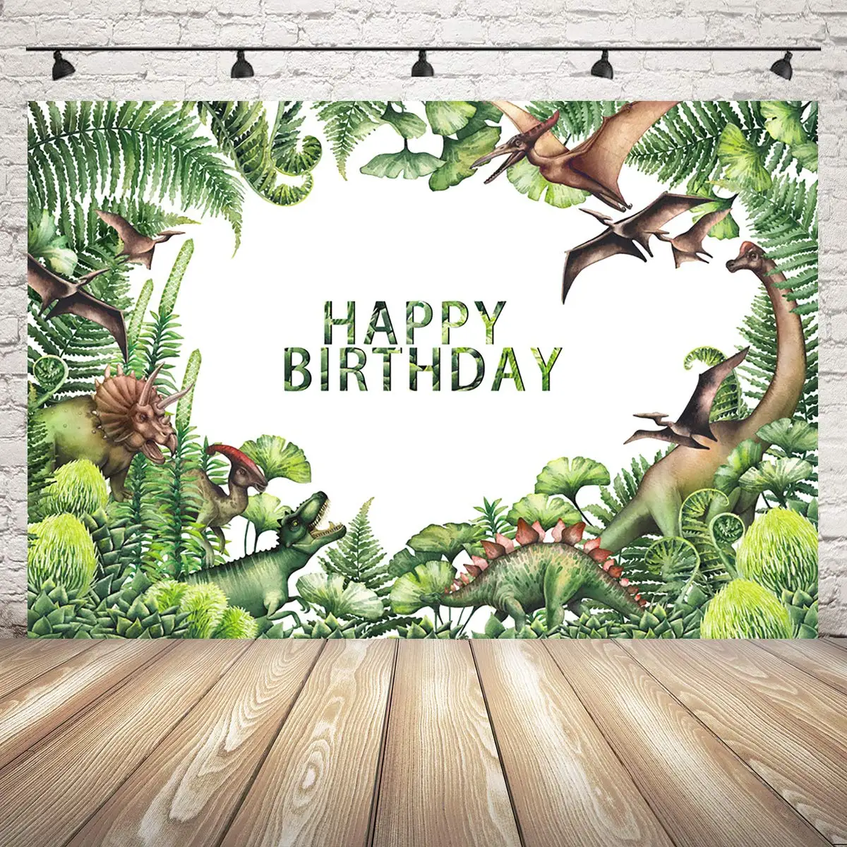 Een Cartoon Dinosaurus Verjaardagskaart Met Een Verjaardagstaart En De Woorden Gelukkige Verjaardag 46219897