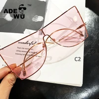 

ADE WU STY8889F Retro Designer Oversized Visor Sunglasses Men Women 2019 Luxury Brand Pink Yellow Blue Mirror Square Sun Glasses