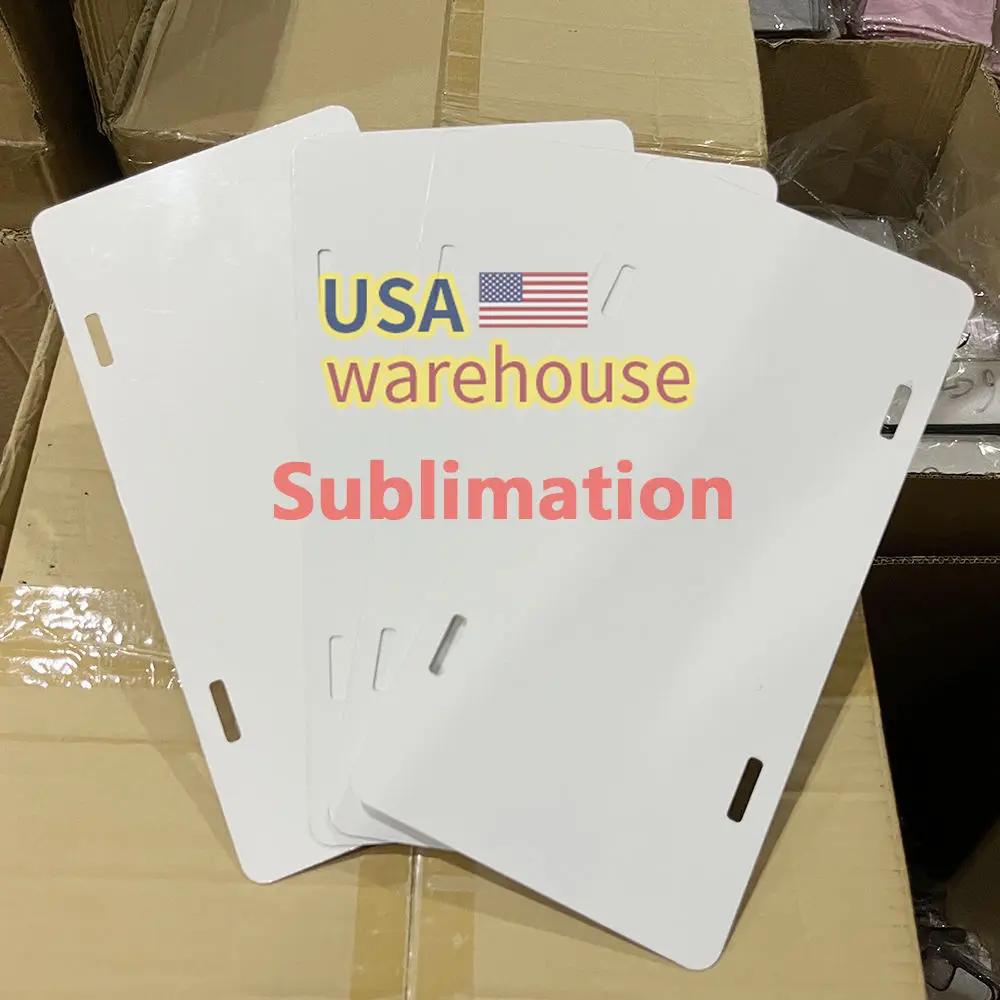 Sublimation License Plate Blank Aluminum Plate12''x 6''x 0.025'' US Warehouse Personalized Printing Heat Transfer Car Plates