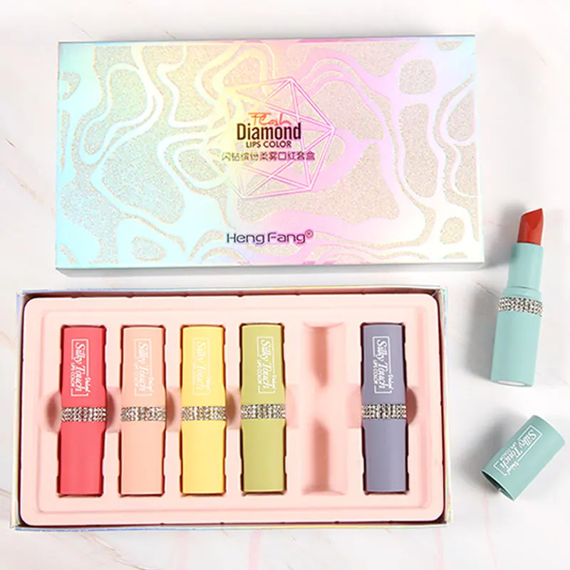 

Hengfang Silky Touch Makeup Mousse Smooth Velvet Matte Texture 6 color lipstick set cosmetics, 6 colors