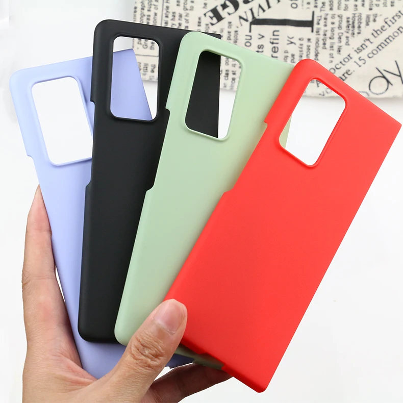 

amazon hot sale colorful anti slip oil texture flip cellphone cover shockproof pc phone case for samsung galaxy z fold 2 4G 5G