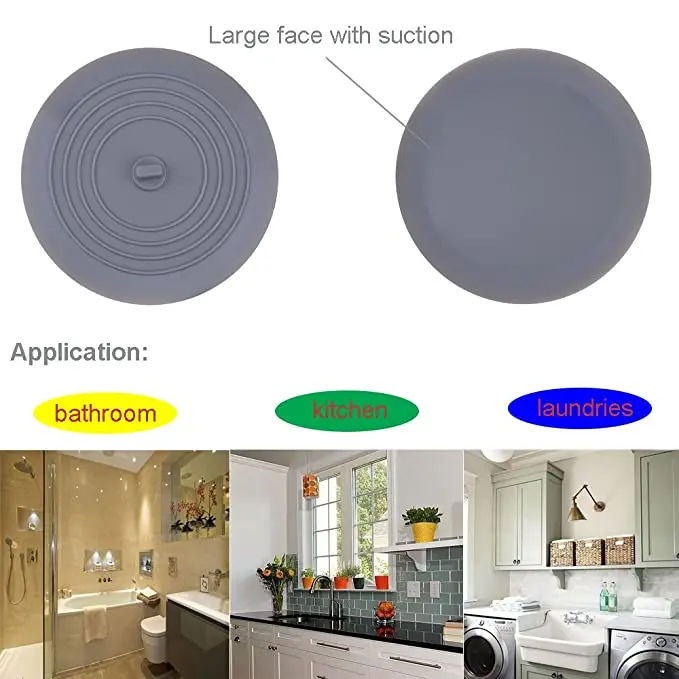 VILLCASE Baignoire Bouchon 1 Pack 6 Pouces Grand Silicone Bouchon de Vidange Cheveux Bouchon Plat Aspiration Couverture pour La Cuisine Salle De Bains Et Buanderie