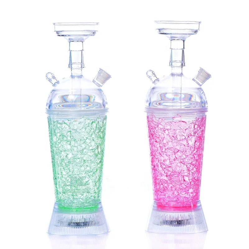 

Wholesale cheap mini colorful hookah shisha cup with LED light portable electronic car sheesha cup travel chicha hubbly bubbly, Pink;blue;purple;orange;green;transparent