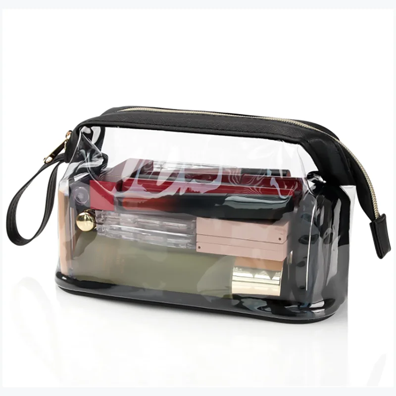 

Clear Waterproof Makeup Bag Travel Toiletry Bag Shaving Organizer Pouch with Handle