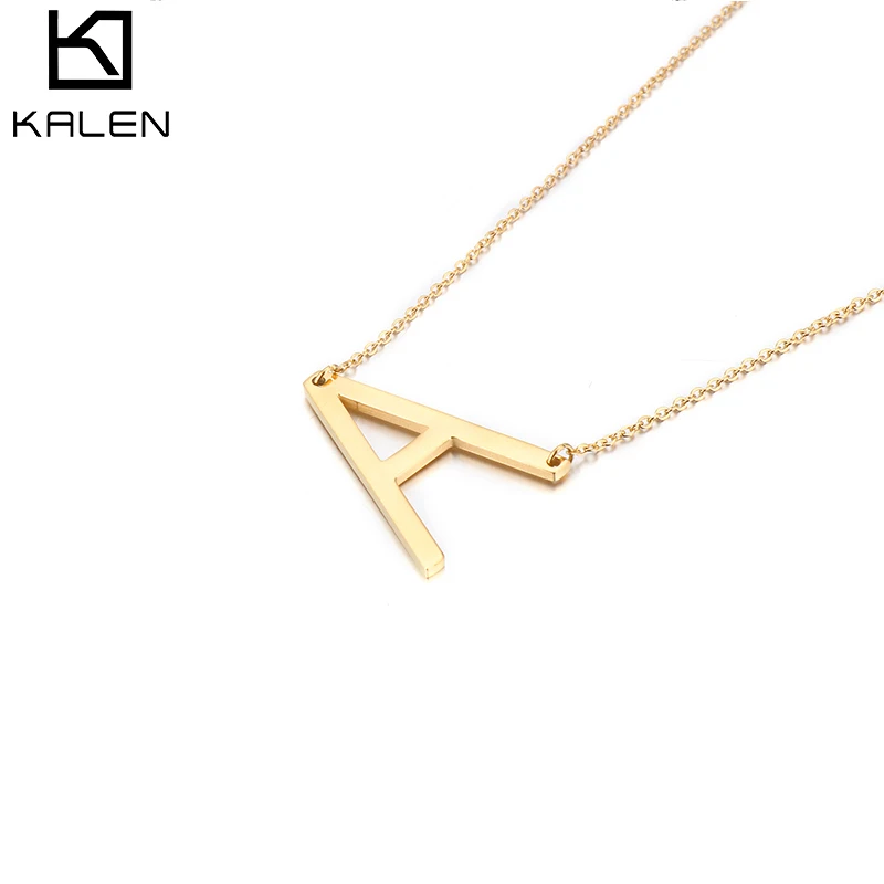 

Simple Design Women Accessories Necklace Stainless Steel Letter Pendant Necklace, Gold