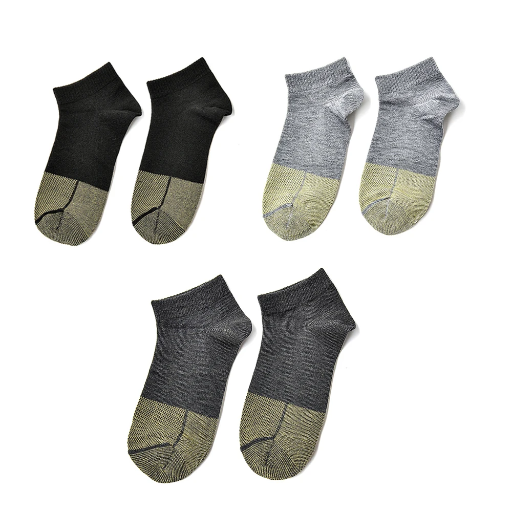 

Solid Color Black Grey Short Ankle Hosiery Soft Cotton Copper Casual Anti-odor Sock For Men Fashion Style, Custom color