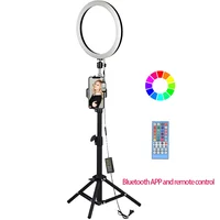 

30W Mini Studio Phone Video lamp Makeup Dimmable13inch LED Selfie RGB Ring Light With Tripod Stand