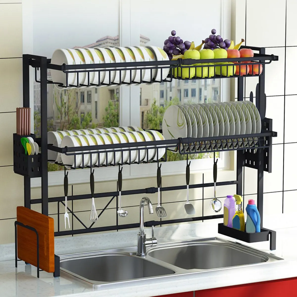 

Household Kitchen Kitchen Dish Drying Rack, Fashion Kitchen Dish Rack Over Sink, Black
