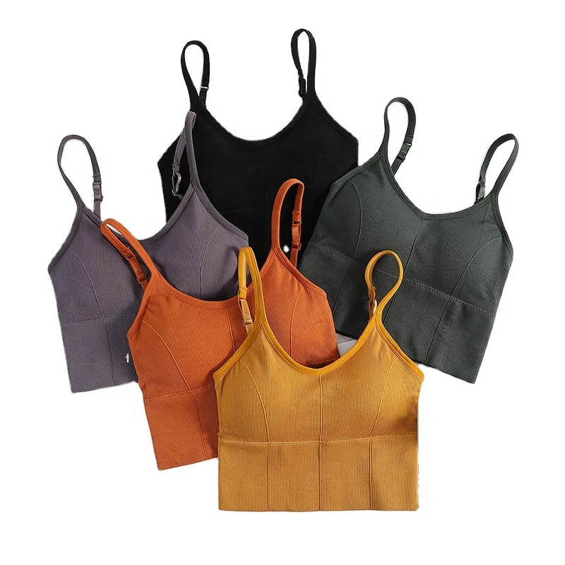 

U-shaped beautiful back bra wrapped in breast and wearing bottom high elastic detachable triangle sports vest, Black, orange, dark green, purple, yellow