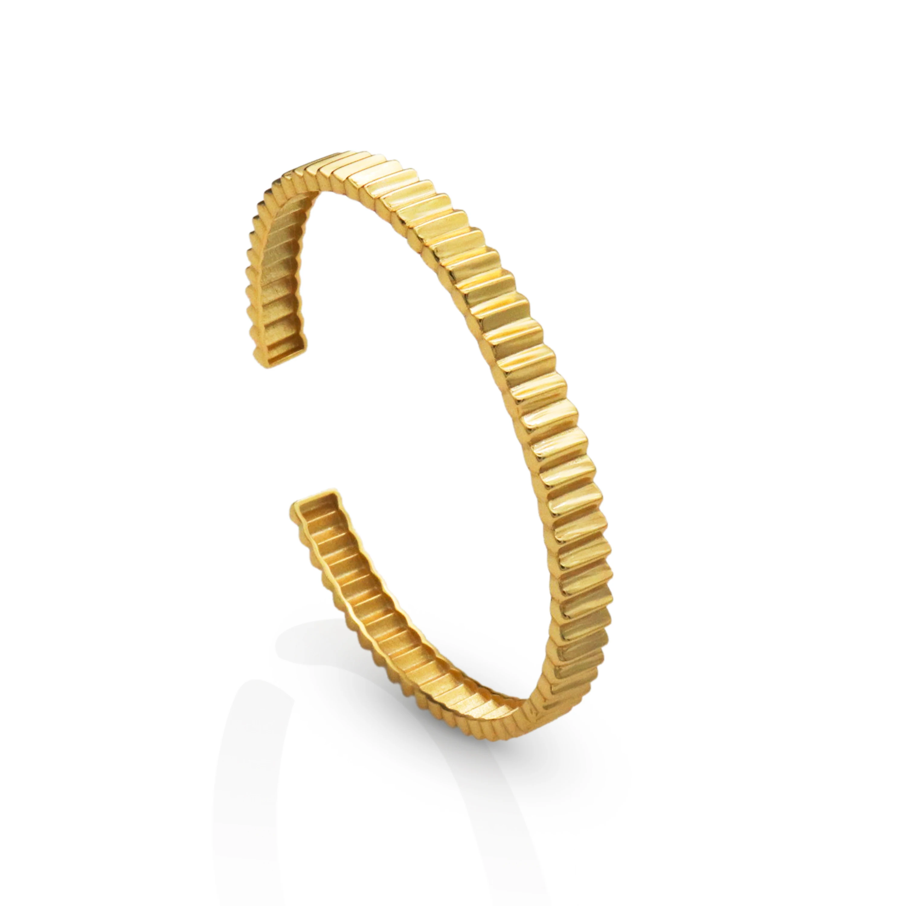 

Chris April fashion 18K gold plated 925 sterling silver wheel gear design cuff bangle bracelet