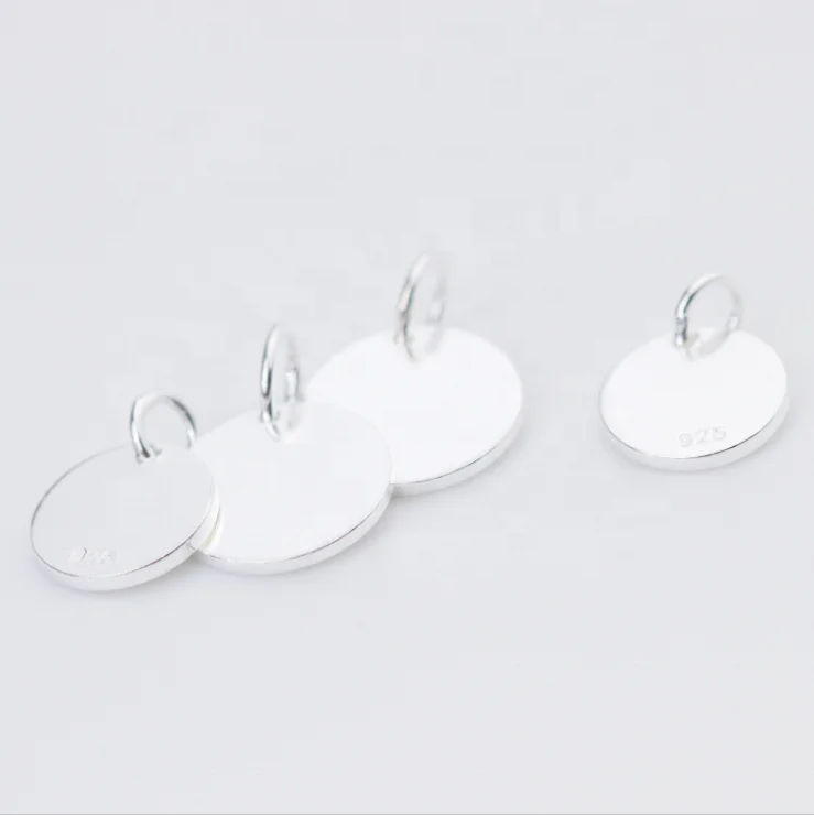 

Round Blank Sterling Silver Jewelry Charm Pendants For Stamping 3 sizes, Please contact us for the color chart