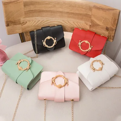 

FLB135 fashion mini round buckle official bag crossbody for woman ladies hand bags, Pink, red, black, white, green