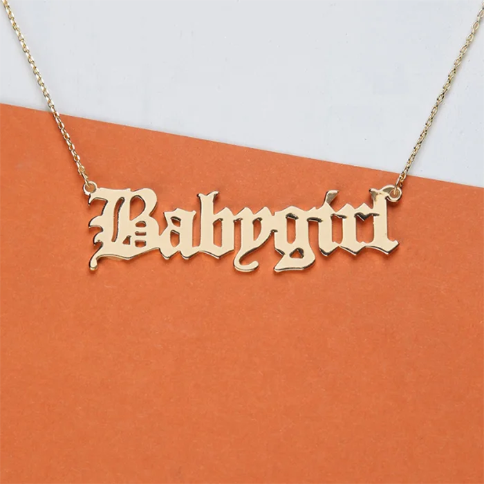 

Fashion Letter Necklace 2021 Cute Babygirl Necklace in Gold or Silver Custom Gold Plated Jewelry Necklace Women Girls