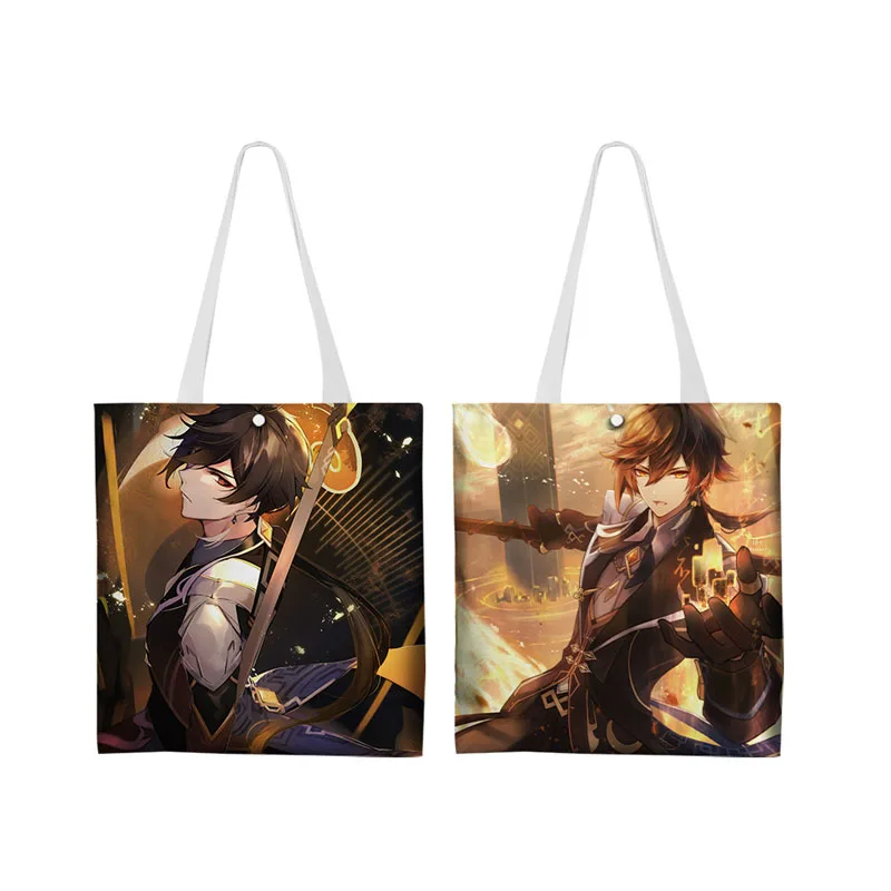 

Cotton Character Student Bag Game Genshin Impact Anime Canvas Bag Girl Tote Bag