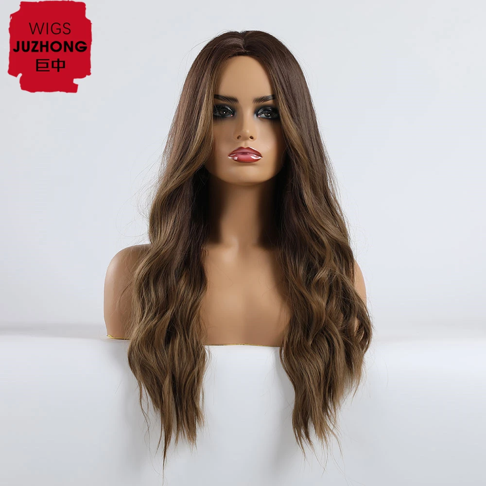 

Cosplay Natural Wave Synthetic Dark Brown Blonde Long Wavy Hairstyle Wigs For Women