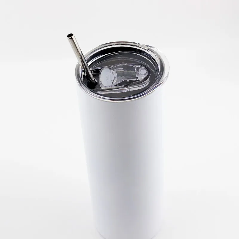 

USA warehouse  vacuum insulated tumbler cups stainless steel sublimation blanks straight skinny tumbler with straw, Black