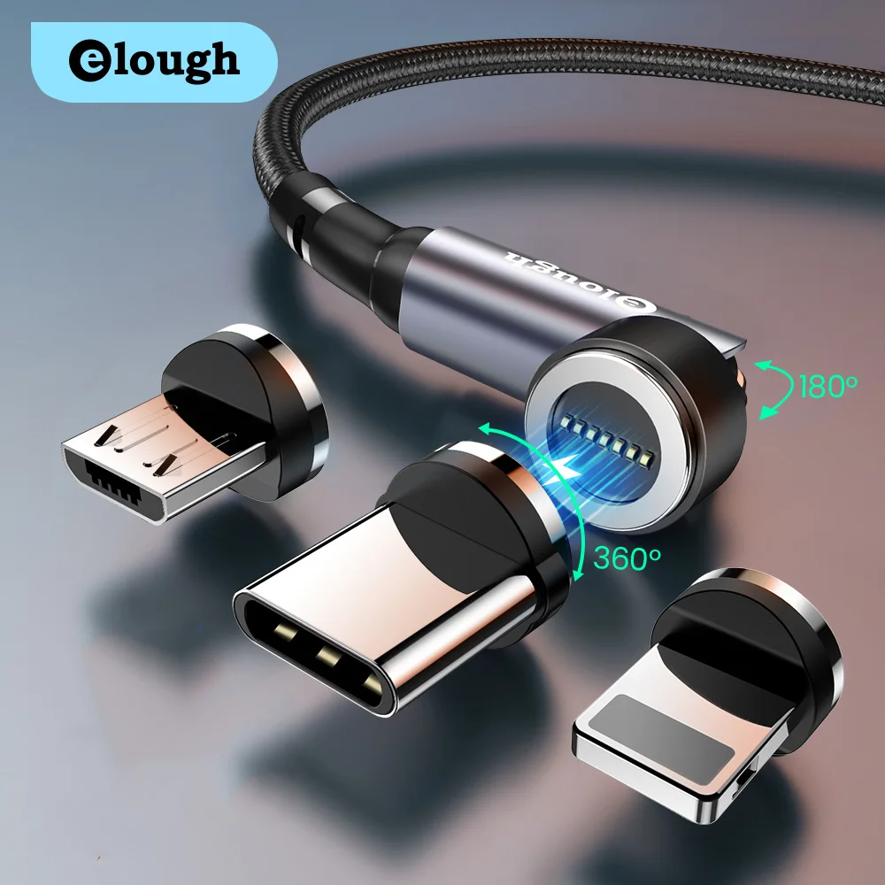 

Elough new design 3 in 1 usb charger cables 540 rotation 3A fast magnetic charging cable for all phones, Red/grey/green