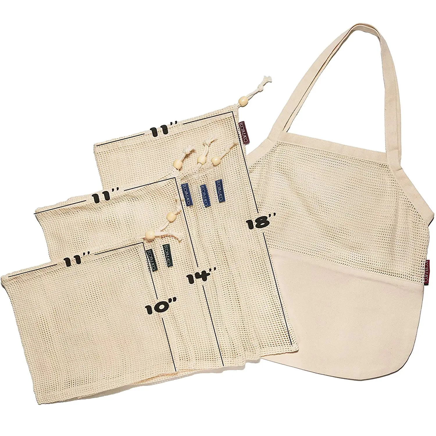 Reusable Produce Bags Organic Cotton Set Mesh Produce Bags With