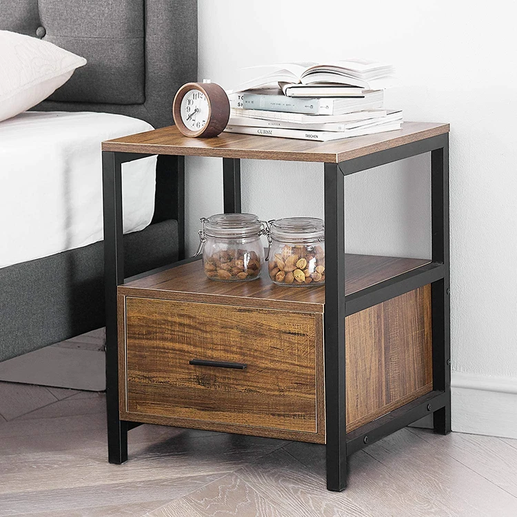 European Industrial Style Black Metal Nightstand Modern Design