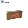 Home decor usb cable powered desktop wood clock with red led, table wooden led clock