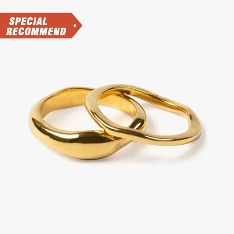 

New Style Fashion 18k Stackable Stainless Steel Rings For Women Rings, Golden