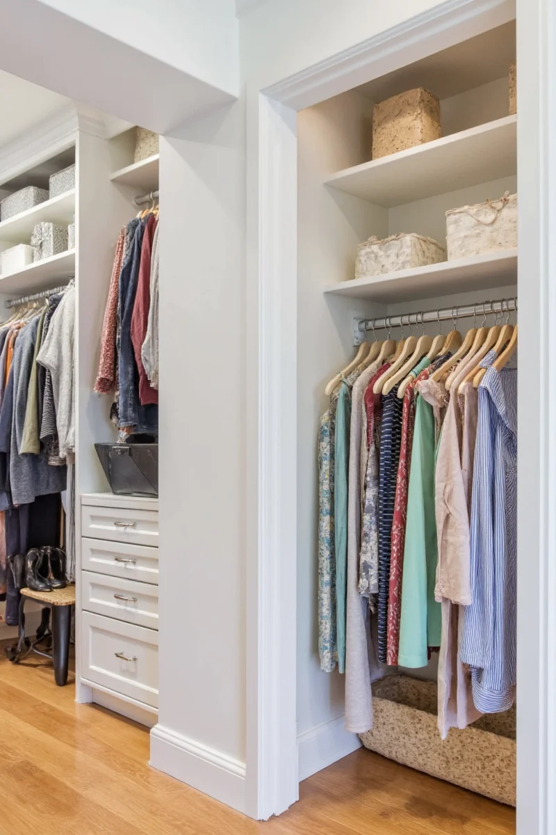 Vertical Storage Solutions in a Walk-In Closet