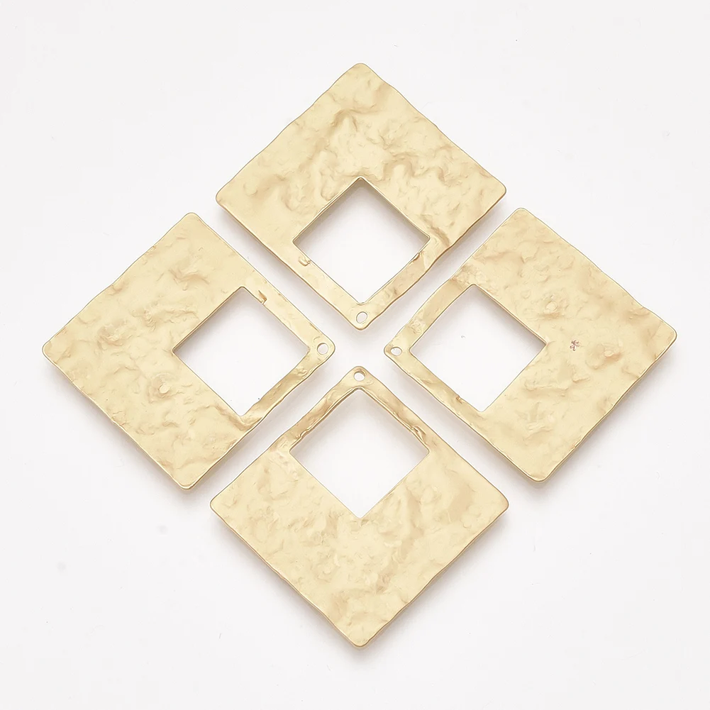 

PandaHall Hammered Rhombus Matte Gold Smooth Surface Iron Pendants, Matte gold color