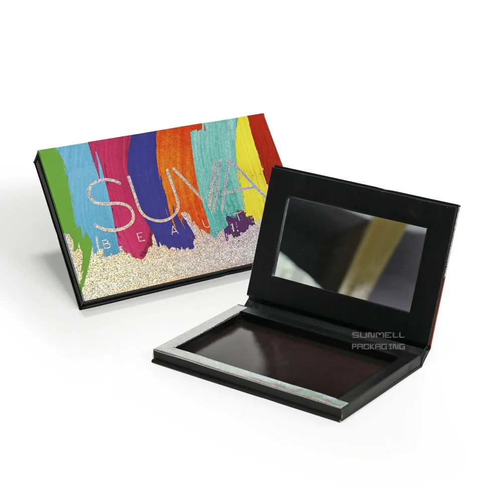 
empty custom logo changeable magnetic cardboard makeup eyeshadow palette packaging 