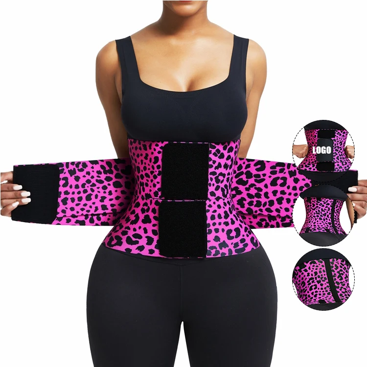 

Custom Logo Leopard Print High Compression Elasticity Waist Trimmer Belt Women Fitness Back Support Slimming Belt, Black,red,pink,yellow