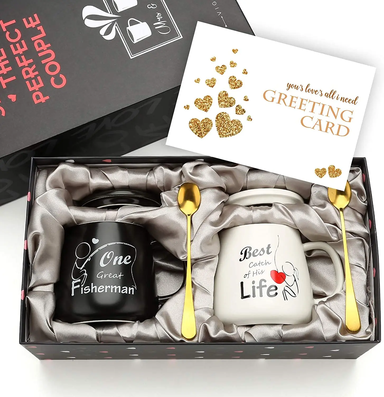 

15 OZ Coffee Couple Mugs Gift Set Unique Engagement Wedding Gifts for Couples