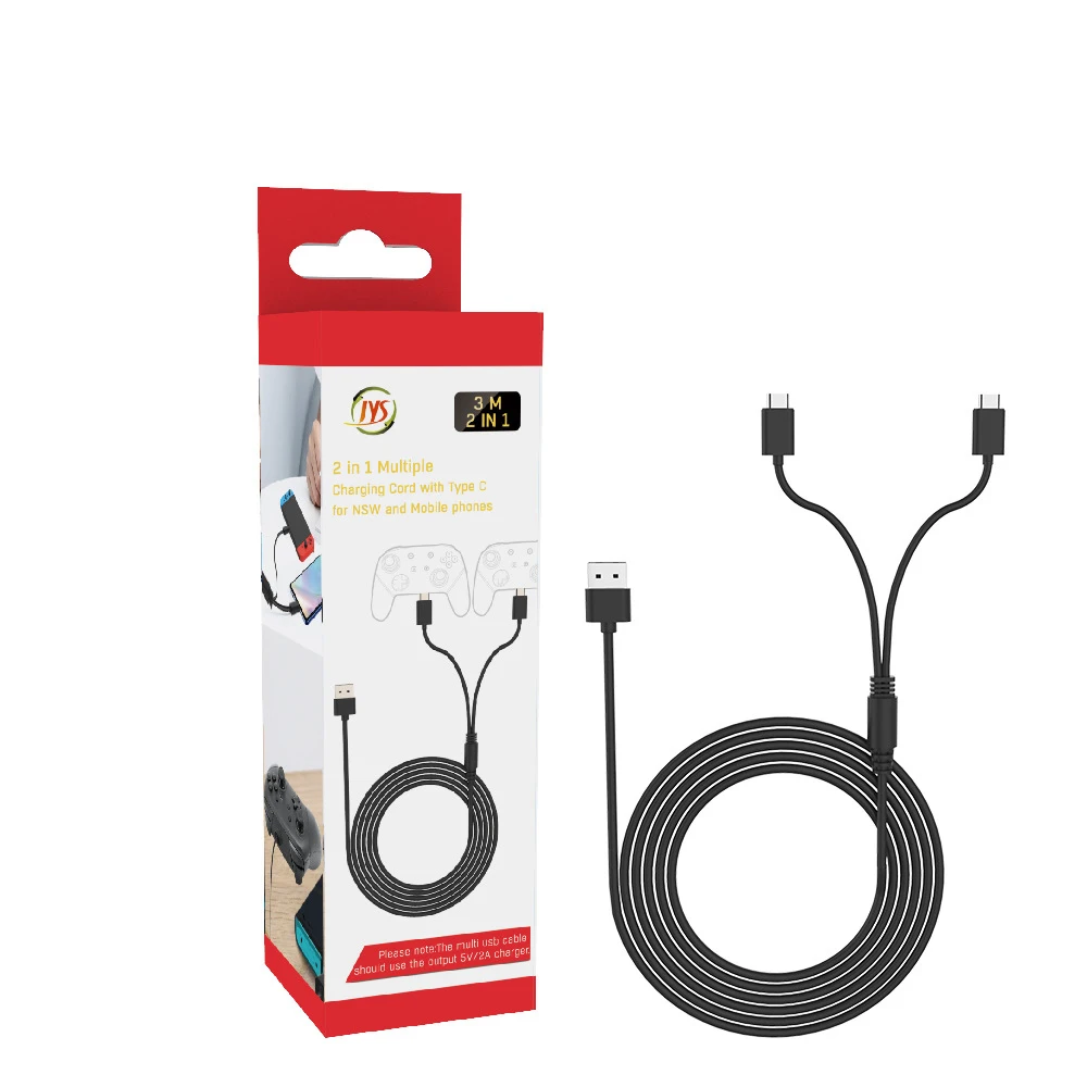 

JYS NS195 2 In 1 Date Cable Charger For PS5 Controller Date Cable For PS5 Handle Charging Cable, Black