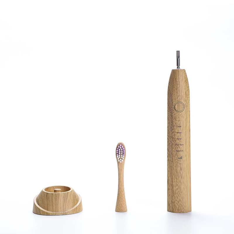 

Eco-friendly Soft Electric Bamboo Toothbrush Charcoal-injected Bristle Brush Heads Biodegradable Sonic Toothbrush 3 Heads, Carbonized bamboo