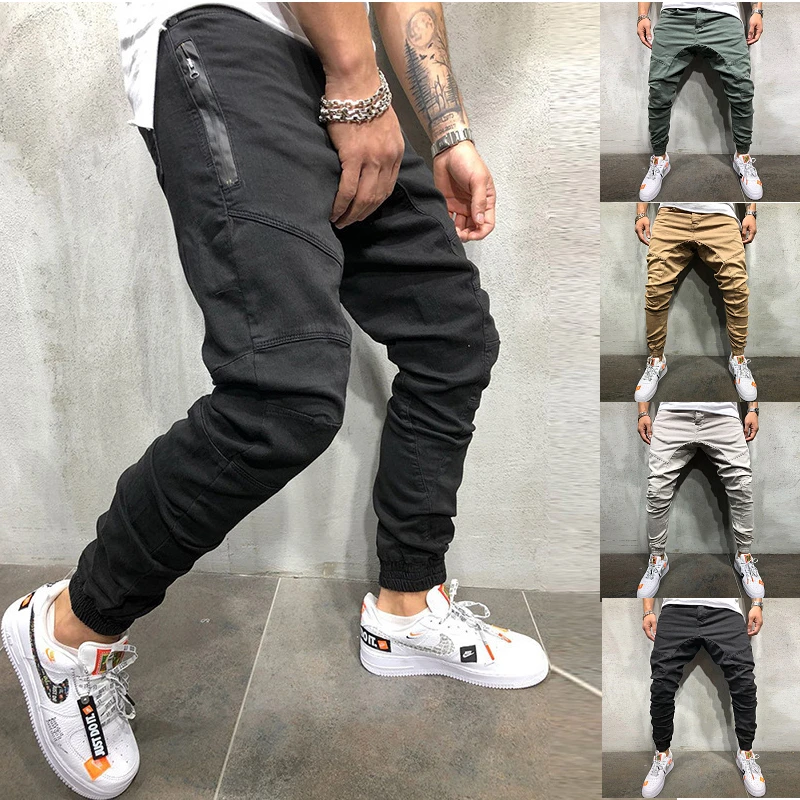

LZX MK0005 Hip-hop side zipper trousers men's woven fabric casual pants tie-pants men's pants trousers