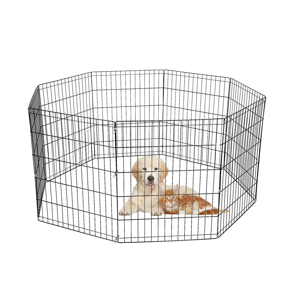 

Top Heavy Duty Dog Exercise Equiptment Kennel Enclosure 36 Inch Playpen Puppy Run Exercise Canopy Outdoor, Stainless steel color