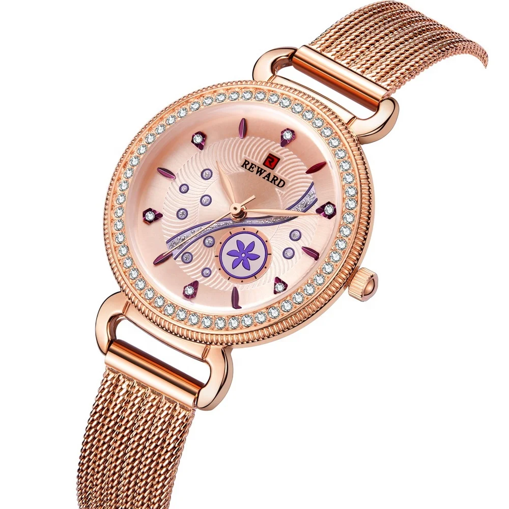 

REWARD Sports Luxury Watch Top Quality Women's Watches Crystal Waterproof Ladies Women Wristwatch Clock Relojes zegarek damski