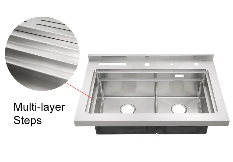 Zhongshan Aifia 304 handmade kitchen sink topmount double sinks kitchen JDBJC-900-A1 handmade kitchen washing sink