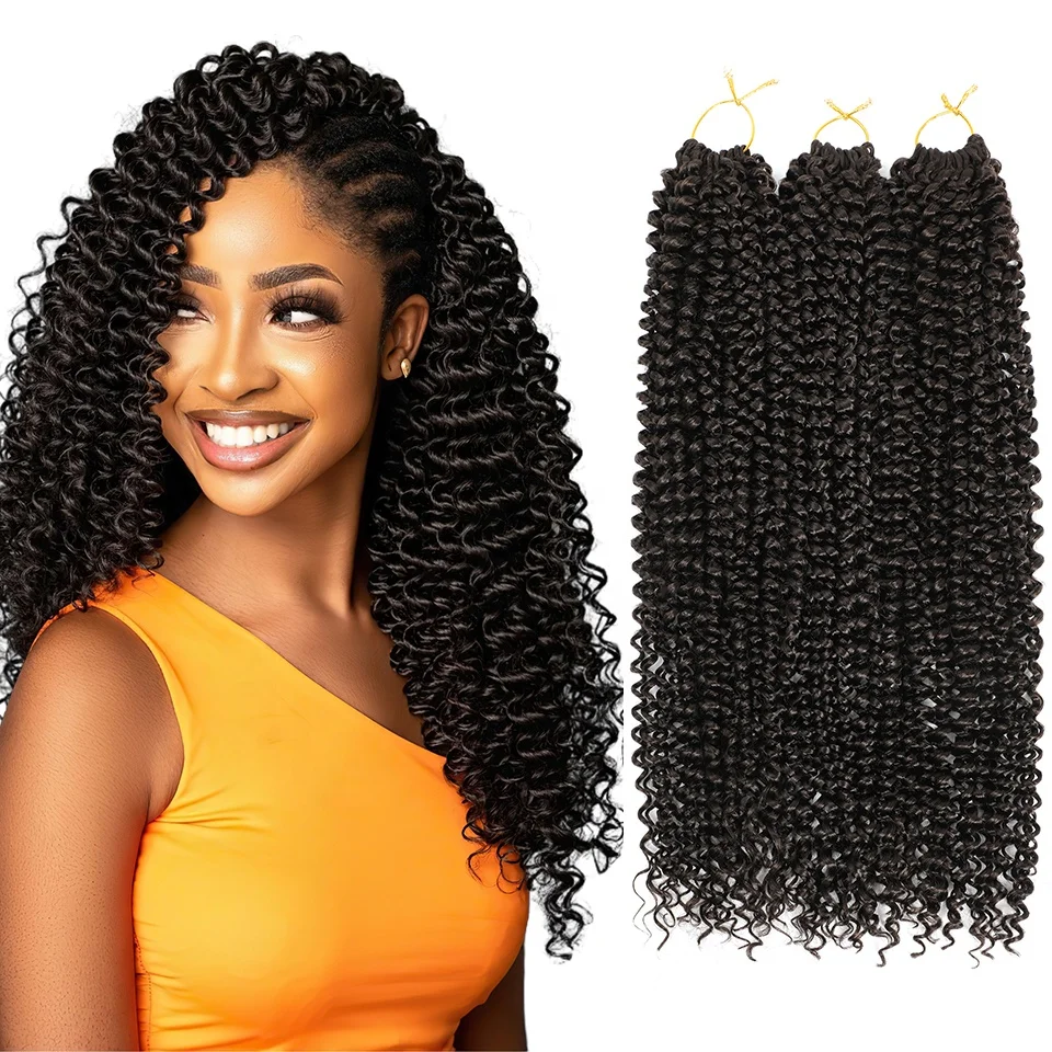 Wholesale Pre-looped Water Wave Crochet Hair Passion Twist Ombre Black Braiding Hair Pre Stretched Natural Fiber Hair Extension