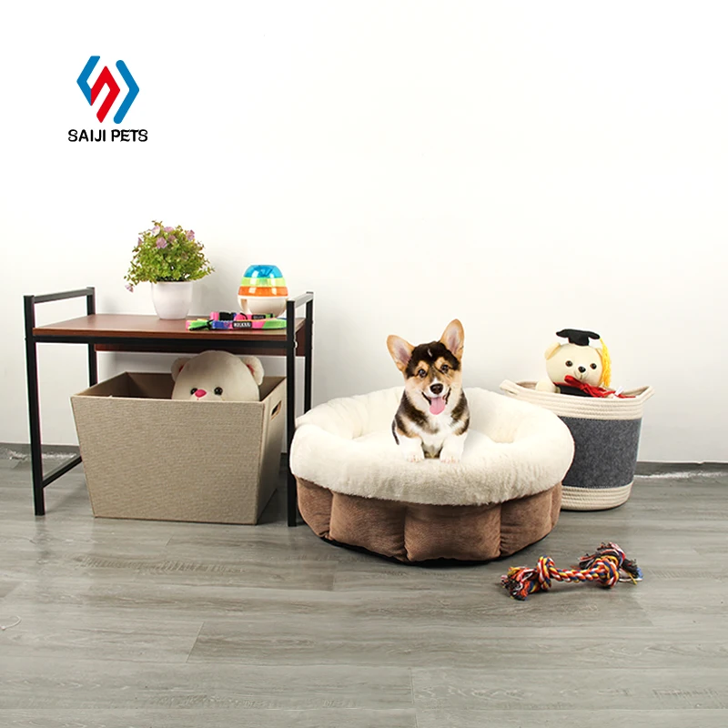 

Custom Non-slip washable large sofa round pet cushion wholesale calming memory foam luxury plush donut pet cat dogs bed for sale, Brown, grey, customized color