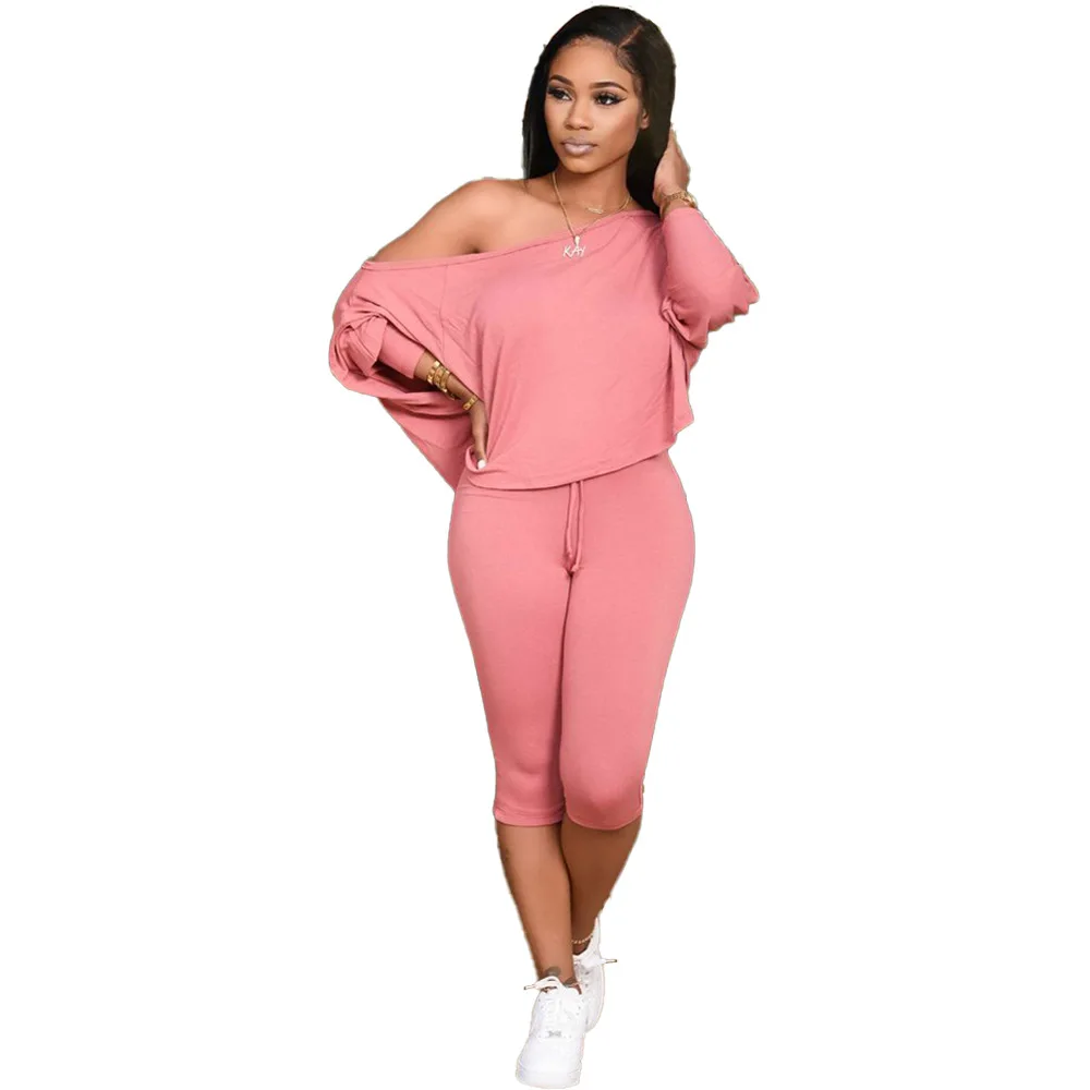 

Wholesale custom women's clothing two piece sweat outfits casual fashion pants set 2 piece women clothing for summer