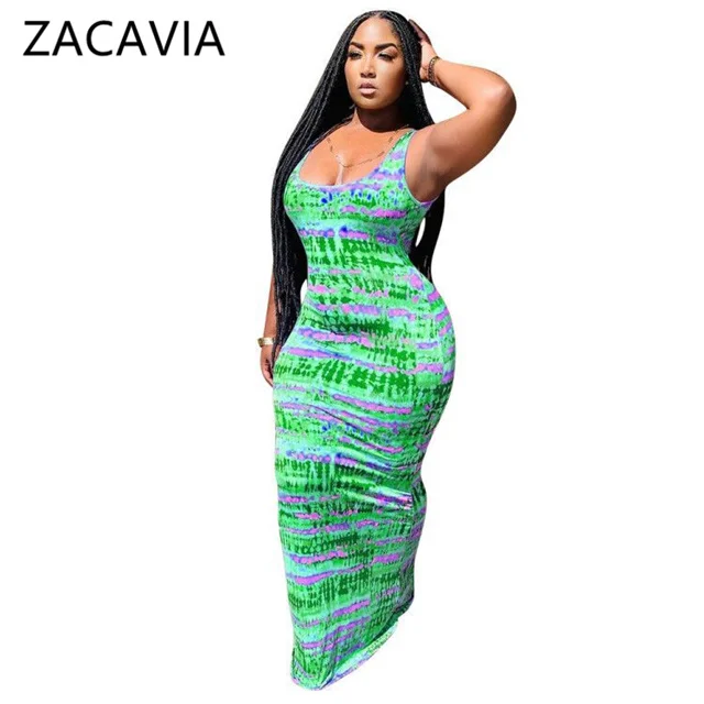

Summer Fashion Sleeveless Long Dress Hot Sale Sexy Printed Dress, Picture color
