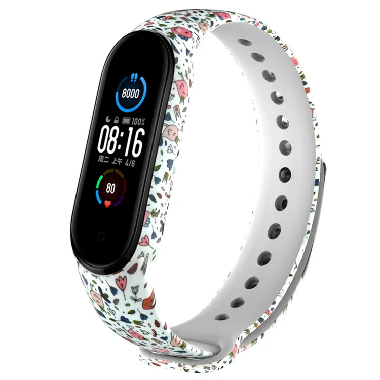 

Coolyep New Wrist Sport Strap Flowers Printed Patterns Silicone Watch Band for Xiaomi Mi 5 6